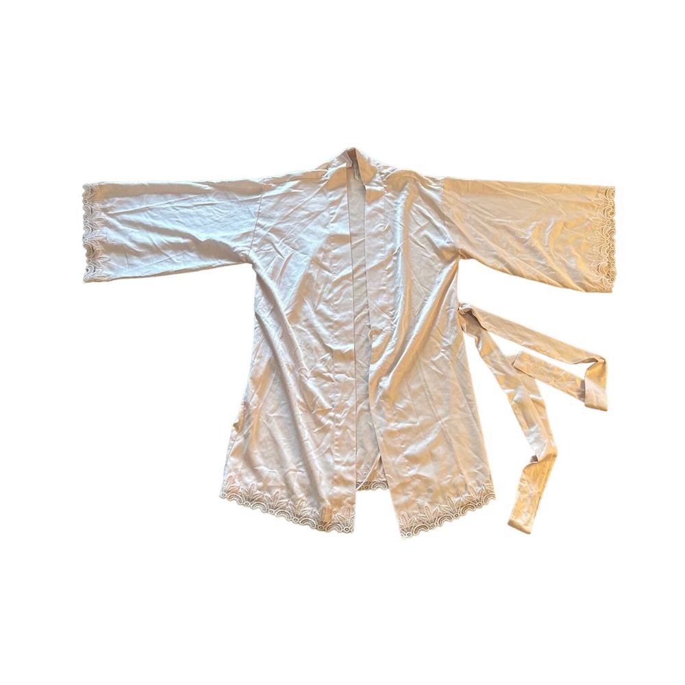 Women S Flora Nikrooz Urban Outfitters Pink Robe Satin Lace Trim Tie Kimono